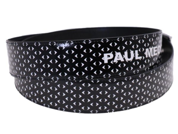 MAN'S BELT BLACK AND WHITE COLOURS GEOMETRIC FANTASY MADE OF LORRY TARPAULIN. - Unique Pieces Paul Meccanico