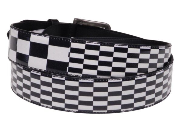 MAN'S BELT BLACK AND WHITE COLOURS "GRAND PRIX" STYLE MADE OF LORRY TARPAULIN. - Unique Pieces Paul Meccanico