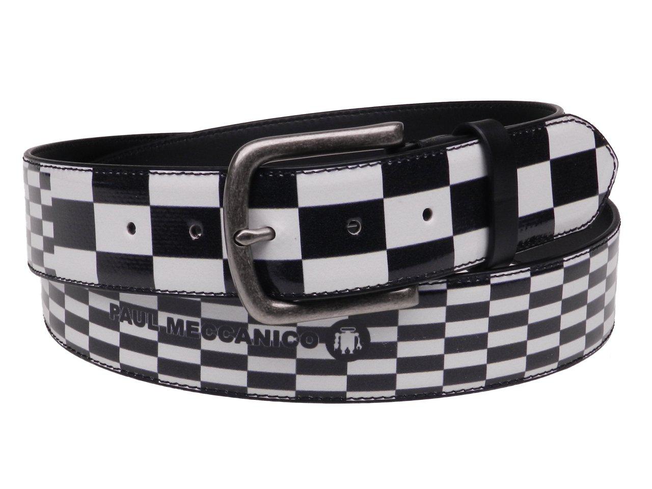 MAN'S BELT BLACK AND WHITE COLOURS "GRAND PRIX" STYLE MADE OF LORRY TARPAULIN. - Unique Pieces Paul Meccanico