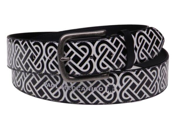 MAN'S BELT BLACK AND WHITE COLOURS WITH WEAVING PATTERN MADE OF LORRY TARPAULIN. - Paul Meccanico
