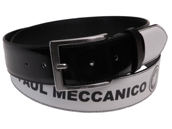 MAN'S BELT BLACK AND WHITE MADE OF LORRY TARPAULIN. - Unique Pieces Paul Meccanico