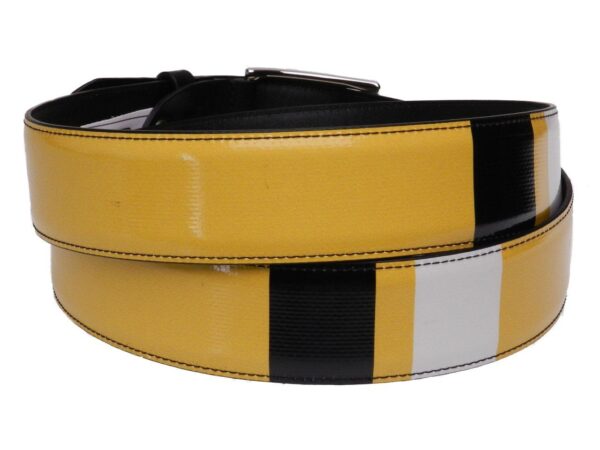 MAN'S BELT BLACK AND YELLOW COLOURS MADE OF LORRY TARPAULIN. - Paul Meccanico