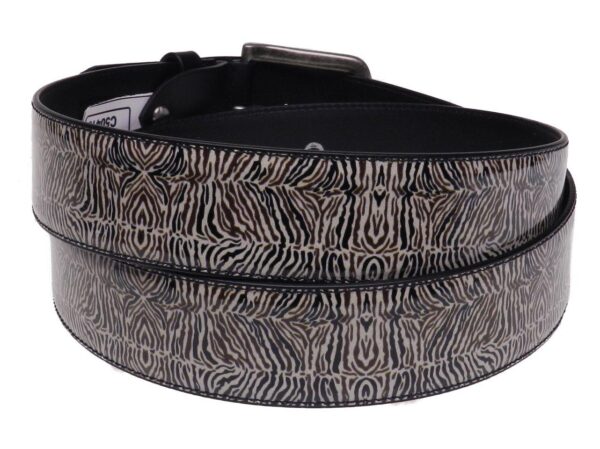 MAN'S BELT BLACK, BEIGE AND BROWN COLOURS ANIMAL PATTERN MADE OF LORRY TARPAULIN. - Paul Meccanico