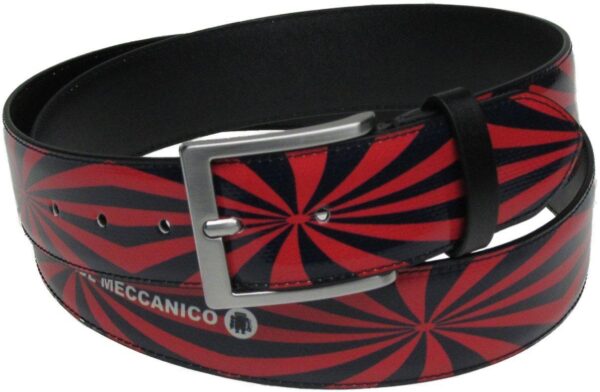 MAN'S BELT BLUE AND RED COLOURS OPTICAL FANTASY MADE OF LORRY TARPAULIN. - Unique Pieces Paul Meccanico