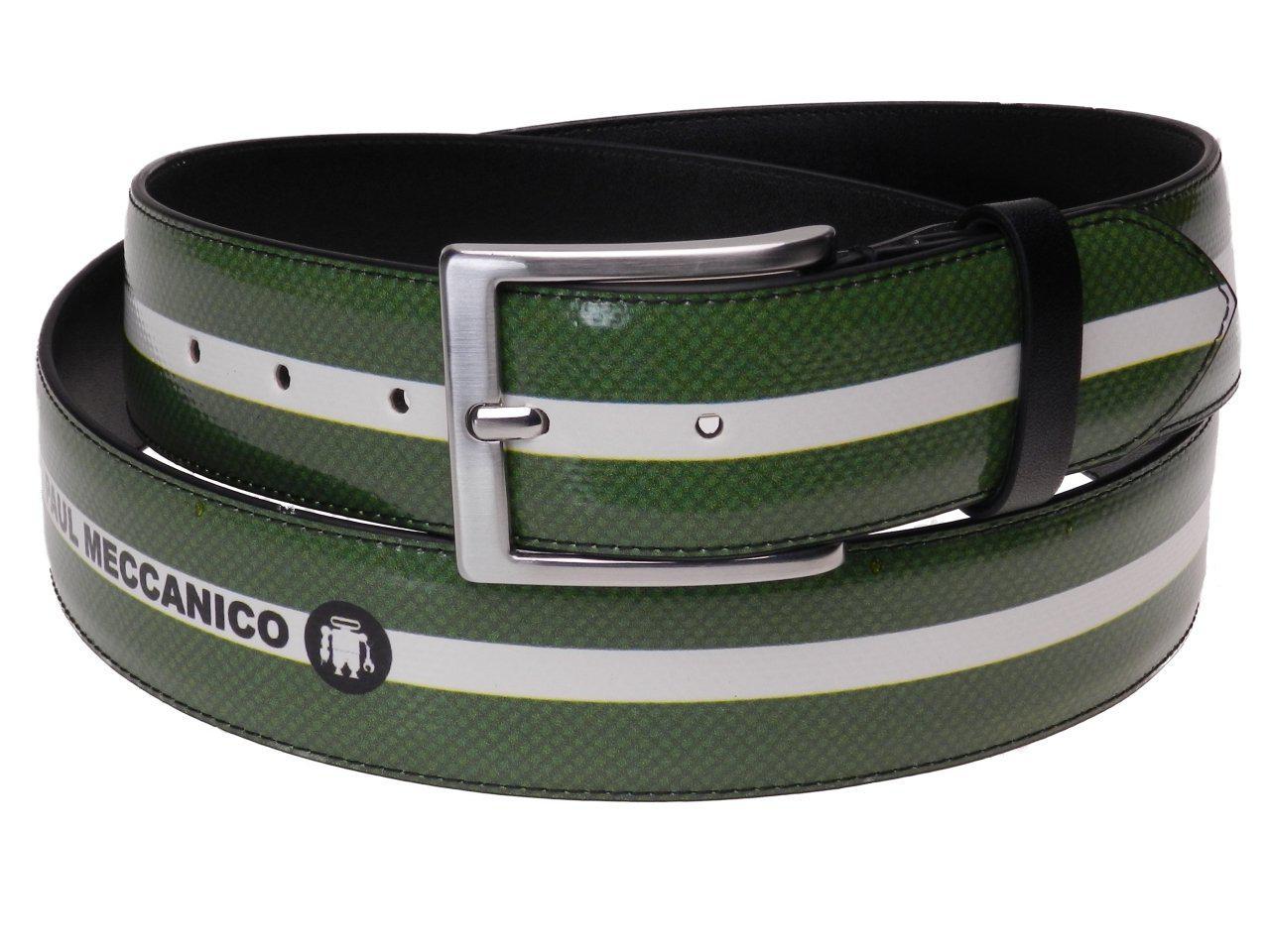 MAN'S BELT GREEN AND WHITE COLOURS MADE OF LORRY TARPAULIN. - Unique Pieces Paul Meccanico