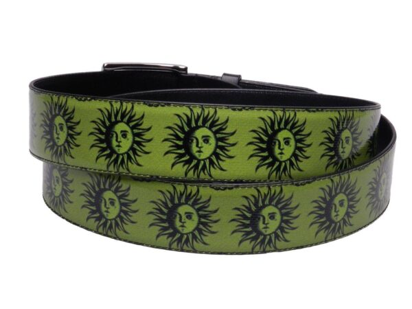 MAN'S BELT GREEN COLOUR WITH STYLIZED SUN. - Unique Pieces Paul Meccanico