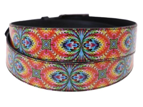 MAN'S BELT MULTICOLOR PSYCHEDELIC FANTASY MADE OF LORRY TARPAULIN. - Unique Pieces Paul Meccanico