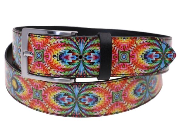 MAN'S BELT MULTICOLOR PSYCHEDELIC FANTASY MADE OF LORRY TARPAULIN. - Unique Pieces Paul Meccanico