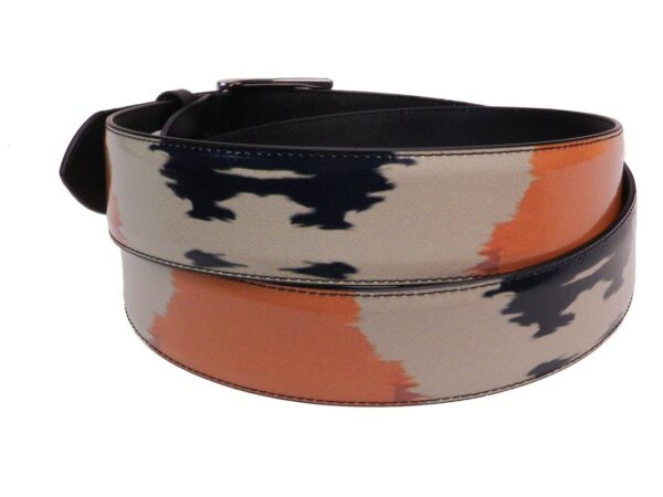 MAN'S BELT ORANGE, BEIGE AND BLACK COLOURS SHADED EFFECT MADE OF LORRY TARPAULIN. - Unique Pieces Paul Meccanico