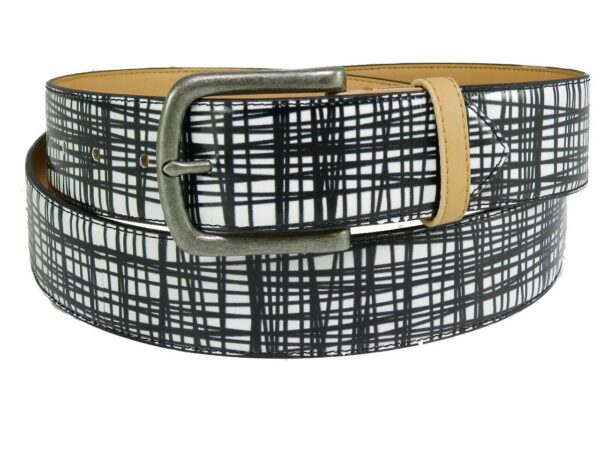 MAN'S BELT PAUL MECCANICO. BLACK AND WHITE FANTASY. - Paul Meccanico