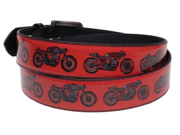 MAN'S BELT RED AND BLACK COLOURS MOTO STYLE MADE OF LORRY TARPAULIN. - Paul Meccanico