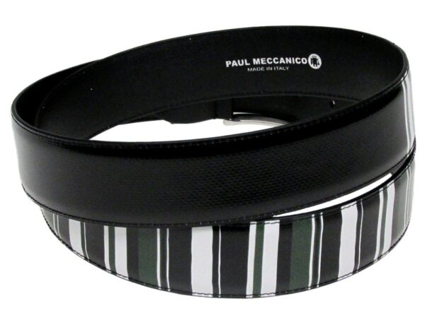 MAN'S BELT WITH MULTICOLOR LINES MADE OF LORRY TARPAULIN. - Paul Meccanico