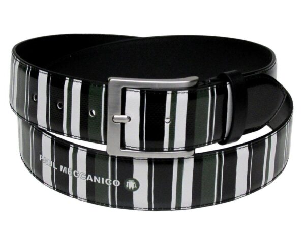 MAN'S BELT WITH MULTICOLOR LINES MADE OF LORRY TARPAULIN. - Paul Meccanico