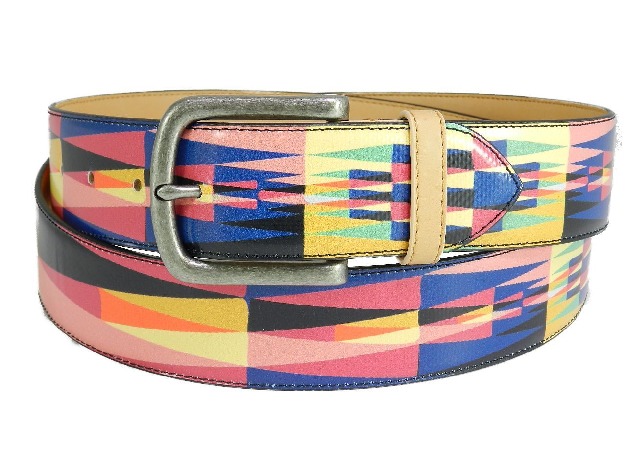 MAN'S OR WOMAN'S BELT PAUL MECCANICO. MULTICOLOR WITH GEOMETRIC FANTASY. - Paul Meccanico