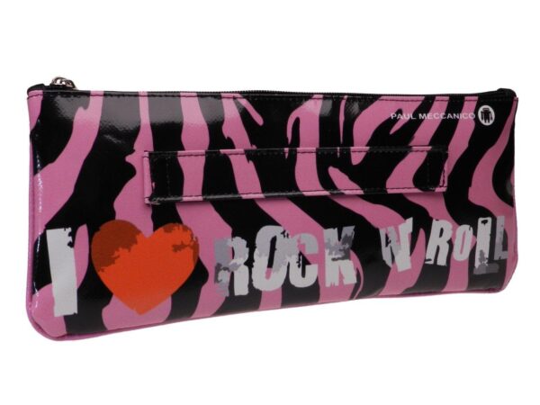 MAXI POCHETTE BLACK AND PINK COLOURS "I LOVE ROCK N' ROLL". RIBELLA MODEL MADE OF LORRY TARPAULIN. - Unique Pieces Paul Meccanico