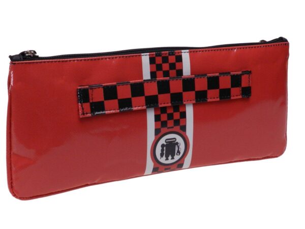 MAXI POCHETTE BLACK AND RED COLOUR "GRAND PRIX" STYLE. RIBELLA MODEL MADE OF LORRY TARPAULIN. - Unique Pieces Paul Meccanico