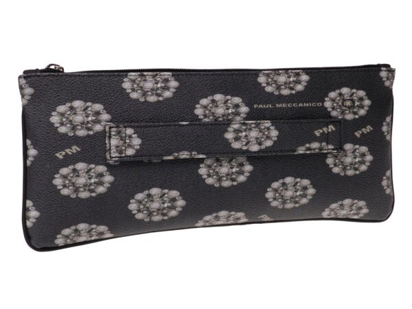 MAXI POCHETTE BLACK COLOUR WITH PEARLS PRINT RIBELLA MODEL MADE OF HAMMERED FAUX LEATHER. - Unique Pieces Paul Meccanico