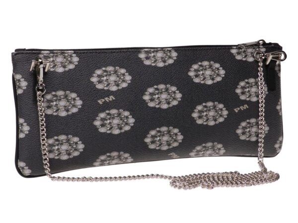 MAXI POCHETTE BLACK COLOUR WITH PEARLS PRINT RIBELLA MODEL MADE OF HAMMERED FAUX LEATHER. - Unique Pieces Paul Meccanico
