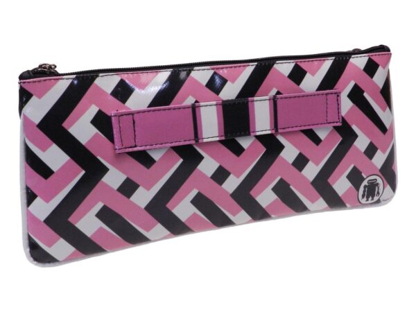 MAXI POCHETTE BLACK, PINK AND WHITE WITH WEAVING PATTERN. RIBELLA MODEL MADE OF LORRY TARPAULIN. - Unique Pieces Paul Meccanico