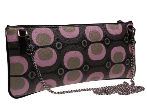 MAXI POCHETTE DARK GREEN AND PINK COLOURS SIXTIES STYLE. RIBELLA MODEL MADE OF HAMMERED FAUX LEATHER. - Unique Pieces Paul Meccanico
