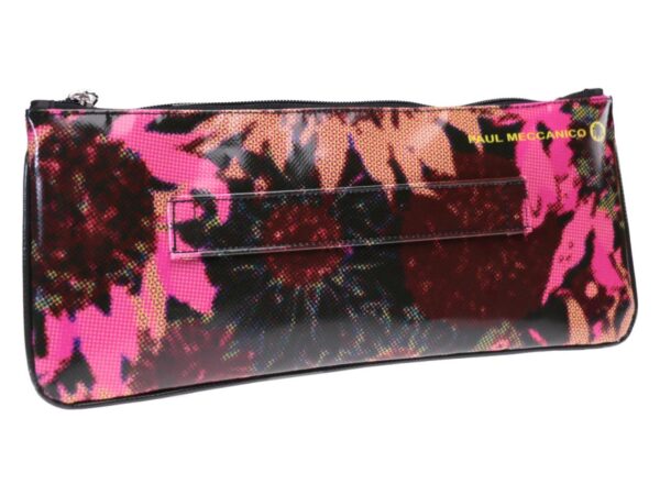 CLUTCH BAG WITH FLOWERS ON CANVAS EFFECT. MODEL RIBELLA MADE OF LORRY TARPAULIN. - Unique Pieces Paul Meccanico