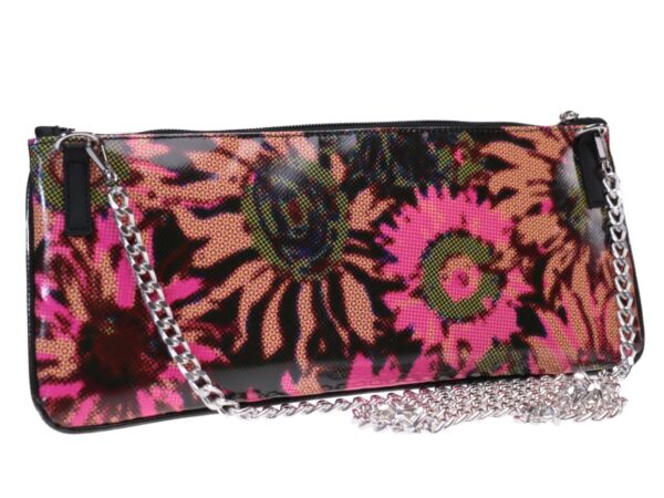 CLUTCH BAG WITH FLOWERS ON CANVAS EFFECT. MODEL RIBELLA MADE OF LORRY TARPAULIN. - Unique Pieces Paul Meccanico