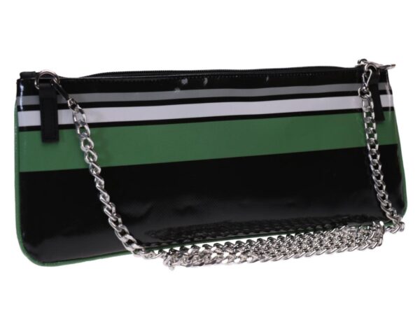 CLUTCH BAG STRIPED GREEN, BLACK, WHITE AND GREY. MODEL RIBELLA MADE OF LORRY TARPAULIN. - Unique Pieces Paul Meccanico