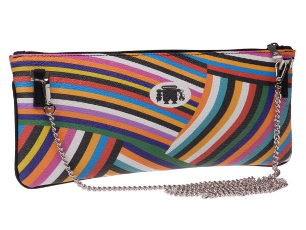 MAXI POCHETTE MULTICOLOR WEAVING PATTERN. RIBELLA MODEL MADE OF HAMMERED FAUX LEATHER. - Unique Pieces Paul Meccanico