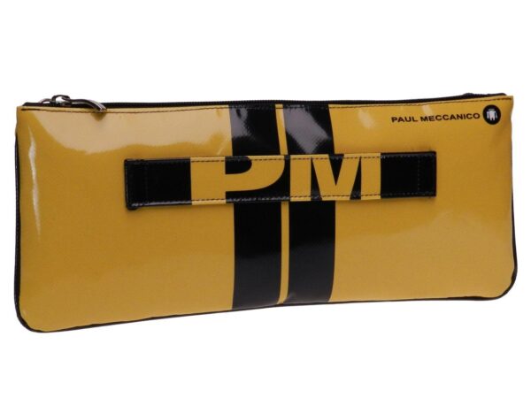 MAXI POCHETTE PAUL MECCANICO YELLOW AND BLACK COLOURS. RIBELLA MODEL MADE OF LORRY TARPAULIN. - Unique Pieces Paul Meccanico