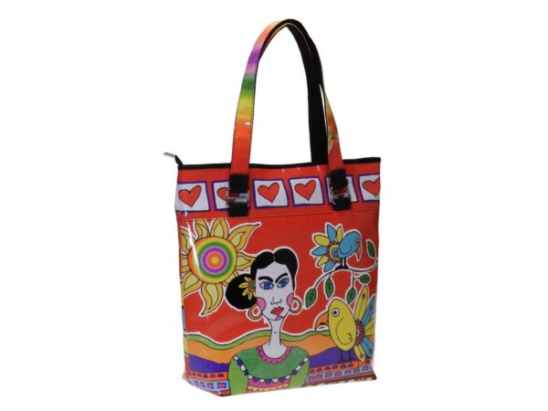 MAXI SHOPPER BAG RED COLOUR MEXICAN STYLE. SELZ MODEL MADE OF LORRY TARPAULIN. - Limited Edition Paul Meccanico
