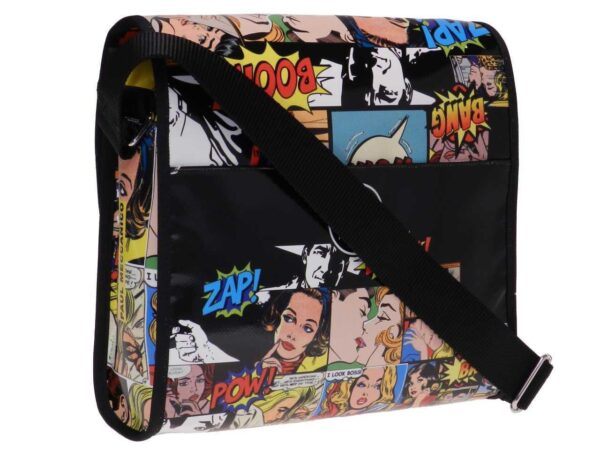 MAXI SHOULDER BAG YELLOW RED BLUE AND BLACK COLOURS CARTOON FANTASY MADE OF LORRY TARPAULIN - Paul Meccanico