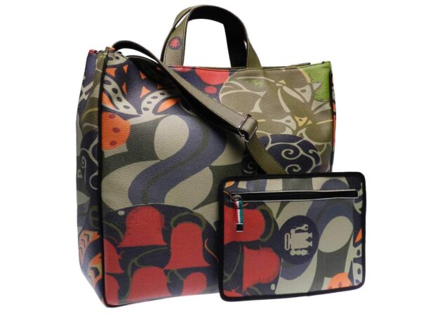 MAXI TOTE BAG ABSTRACT MULTICOLOR FANTASY. AIRSTONE MODEL MADE OF HAMMERED FAUX LEATHER. - Unique Pieces Paul Meccanico