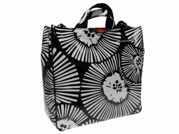 MAXI TOTE BAG BLACK AND WHITE FLORAL FANTASY. AIRSTONE MODEL MADE OF LORRY TARPAULIN. - Unique Pieces Paul Meccanico