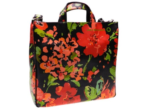 MAXI TOTE BAG BLACK COLOUR FLORAL FANTASY. AIRSTONE MODEL MADE OF SOFT SYNTHETIC LEATHER. - Unique Pieces Paul Meccanico