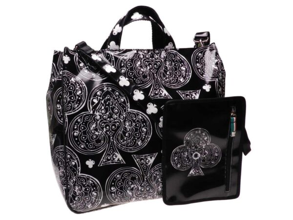 MAXI TOTE BAG BLACK COLOUR POKER FANTASY. AIRSTONE MODEL MADE OF LORRY TARPAULIN. - Unique Pieces Paul Meccanico
