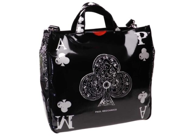 MAXI TOTE BAG BLACK COLOUR POKER FANTASY. AIRSTONE MODEL MADE OF LORRY TARPAULIN. - Unique Pieces Paul Meccanico