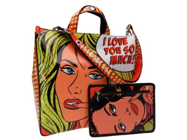 MAXI TOTE BAG CARTOON STYLE "I LOVE YOU SO MUCH!". MODEL AIRSTONE MADE OF LORRY TARPAULIN. - Unique Pieces Paul Meccanico