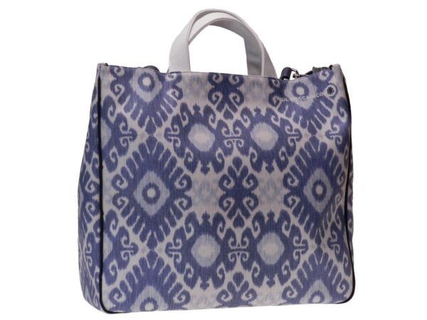 MAXI TOTE BAG LIGHT BLUE AND WHITE COLOURS CERAMIC FANTASY. AIRSTONE MODEL MADE OF CRUELTY FREE LEATHER. - Unique Pieces Paul Meccanico