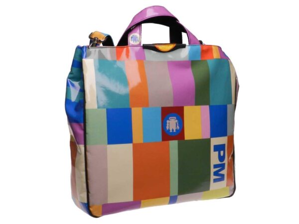 MAXI TOTE BAG MULTICOLOR GEOMETRIC FANTASY. AIRSTONE MODEL MADE OF LORRY TARPAULIN. - Unique Pieces Paul Meccanico
