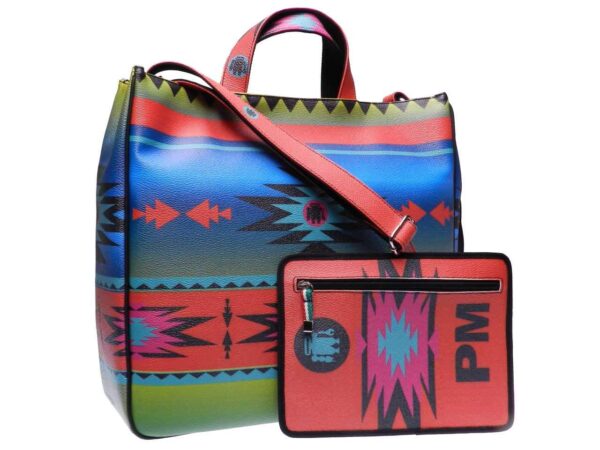 MAXI TOTE BAG MULTICOLOR MADE OF HAMMERED FAUX LEATHER. AIRSTONE MODEL ETHNIC FANTASY. - Unique Pieces Paul Meccanico