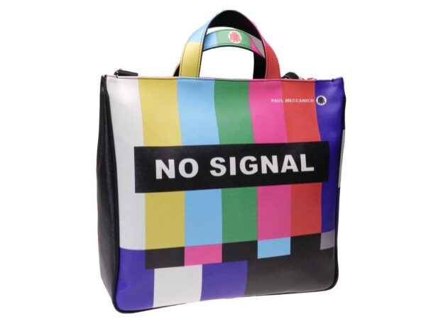 MAXI TOTE BAG MULTICOLOR "NO SIGNAL". AIRSTONE MODEL MADE OF SOFT SYNTHETIC LEATHER. - Unique Pieces Paul Meccanico