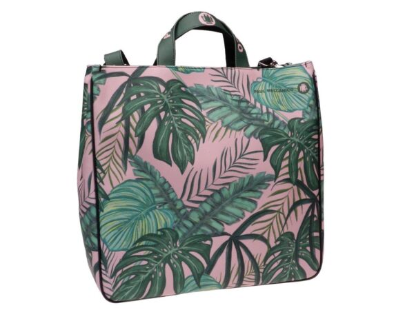 MAXI TOTE BAG PINK WITH PALM FANTASY. MODEL AIRSTONE MADE OF FAUX LEATHER. - Unique Pieces Paul Meccanico