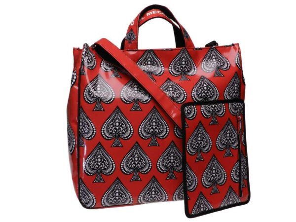 MAXI TOTE BAG RED COLOUR POKER FANTASY. AIRSTONE MODEL MADE OF LORRY TARPAULIN. - Unique Pieces Paul Meccanico
