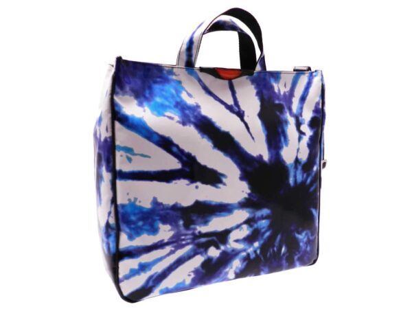 MAXI TOTE BAG SHADED EFFECT WHITE AND BLUE COLOURS. AIRSTONE MODEL MADE OF LORRY TARPAULIN TIE DYE FANTASY. - Unique Pieces Paul Meccanico
