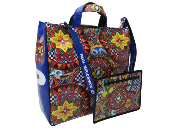 MAXI TOTE BAG STYLE "SICILIAN CARRI". AIRSTONE MODEL MADE OF LORRY TARPAULIN. - Unique Pieces Paul Meccanico