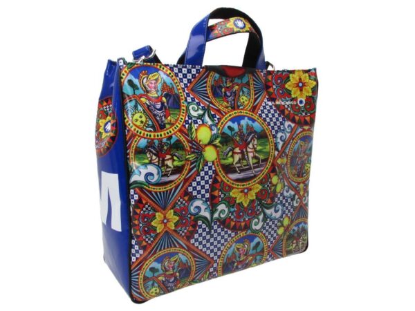 MAXI TOTE BAG STYLE "SICILIAN CARRI". AIRSTONE MODEL MADE OF LORRY TARPAULIN. - Unique Pieces Paul Meccanico