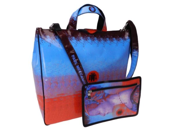 MAXI TOTE BAG STYLE WITH PAINTING "RITRATTO DI GIOVANE DONNA" OF THE ARTIST "PIERO DEL POLLAIOLO". AIRSTONE MODEL MADE OF LORRY TARPAULIN. - Unique Pieces Paul Meccanico