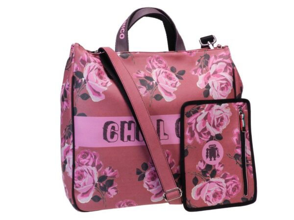 MAXI TOTE BAG VINTAGE STYLE ROSES FANTASY. AIRSTONE MODEL MADE OF CRUELTY FREE LEATHER. - Unique Pieces Paul Meccanico
