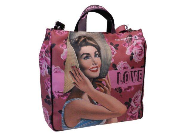 MAXI TOTE BAG VINTAGE STYLE ROSES FANTASY. AIRSTONE MODEL MADE OF CRUELTY FREE LEATHER. - Unique Pieces Paul Meccanico
