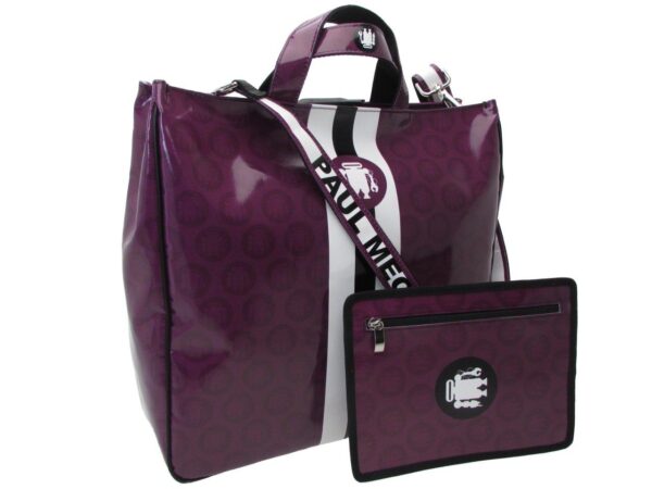 MAXI TOTE BAG VIOLET AND WHITE COLOURS. AIRSTONE MODEL MADE OF LORRY TARPAULIN. - Unique Pieces Paul Meccanico